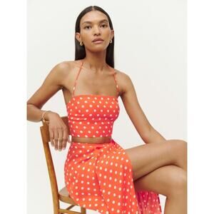 Reformation Voyage Two Piece Set Orange Polka Dot Size 12 NWT